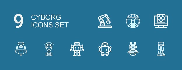 Editable 9 cyborg icons for web and mobile