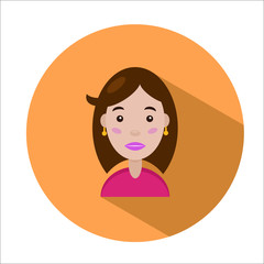 Vector girl icon in a flat style for avatar, logo, web, site, profile. Stylish girl with earrings