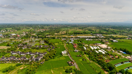 Typical Balinese village. Aerial view.