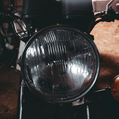 old vintage motorcycle headlight