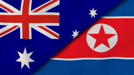 The flags of Australia and North Korea. News, reportage, business background. 3d illustration