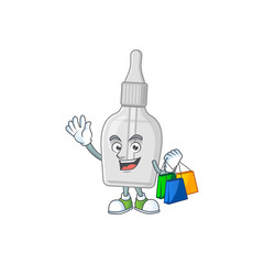 cartoon character concept of rich bottle with pipette with shopping bags
