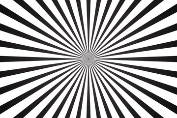 Black And White Sunburst Pattern Abstract Background. Ray. Radial. Vector Illustration