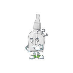 Bottle with pipette mascot design concept having confuse gesture
