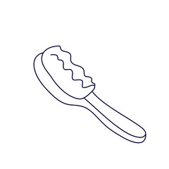 Baby hairbrush  in doodle style. Hand drawn vector illustration in black ink on white background.