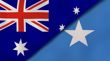 The flags of Australia and Somalia. News, reportage, business background. 3d illustration