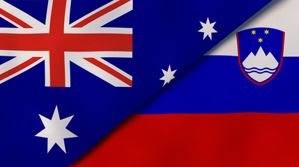 The flags of Australia and Slovenia. News, reportage, business background. 3d illustration