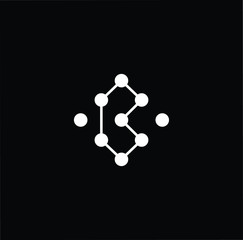 Minimal elegant monogram technology logo. Outstanding professional trendy awesome artistic B initial based Alphabet icon logo. Premium Business logo white color on black background