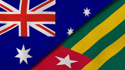 The flags of Australia and Togo. News, reportage, business background. 3d illustration