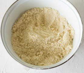 here's what a ready-made crumbly shortbread dough looks like for a curd pie