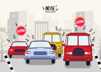 Noise pollution by vehicles vector background