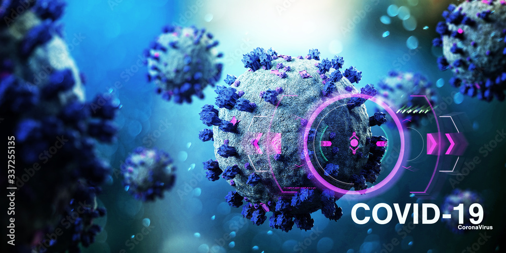 Wall mural coronavirus covid-19 background - 3d rendering