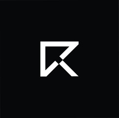 Minimal elegant monogram art logo. Outstanding professional trendy awesome artistic R initial based Alphabet icon logo. Premium Business logo white color on black background