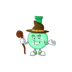 Cute and sneaky Witch green chemical bottle cartoon design style