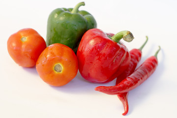 vegetables on a white background