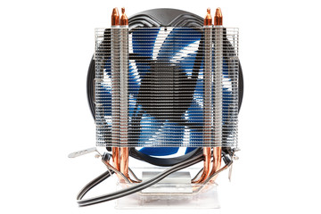 Powerful cooler and cooling radiator isolated on a white background