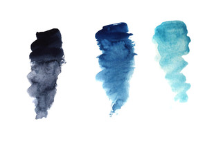 Hand painted watercolor texture multicolour black,turquoise,blue  paint blot