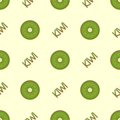 Kiwi slice seamless pattern background. Ripe kiwi fruit repeat background.