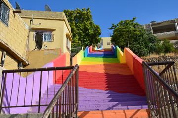 Fototapeta na wymiar Escalier coloré Amman Jordanie