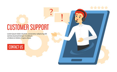 Customer service web banner design vector isolated