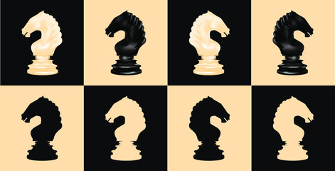 chess horse on a chessboard