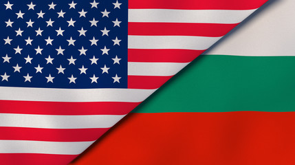 The flags of United States and Bulgaria. News, reportage, business background. 3d illustration