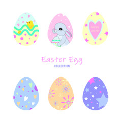 Easter eggs collection. 
eggs in bed colors. 
easter eggs with rabbit