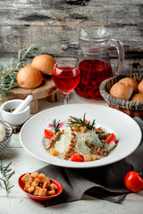 chicken caesar salad on the table _