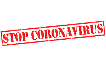 STOP CORONAVIRUS red grunge rubber stamp over a white background