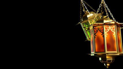Fototapeta na wymiar Ramadan kareem background with and golden lanterns.