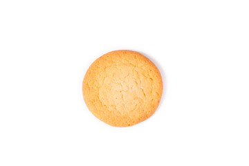 Tasty oatmeal cookies on a white