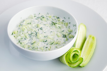 cacik decorated with cucumber rose