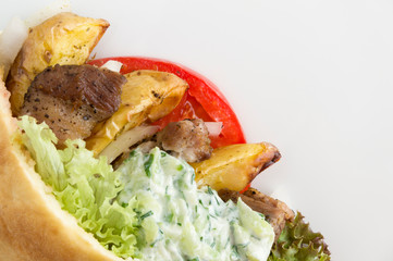gyros dressed with tzatziki