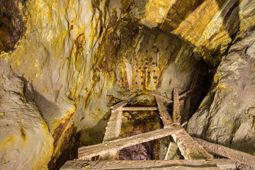 Old copper mine underground vertical shaft raise