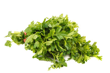 Bunch of fresh parsley isolated on white background