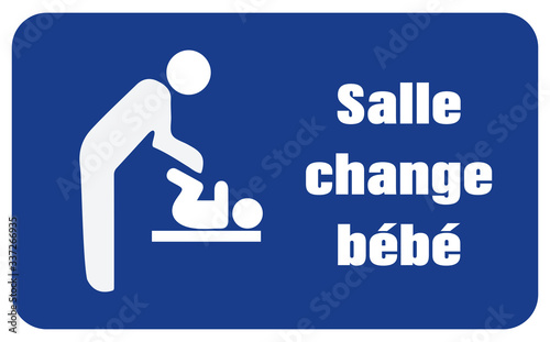Carte Ou Bandeau Salle Pour Le Change D Un Bebe Avec Un Homme Et Son Bebe En Blanc Sur Fond Bleu Wall Mural Emmanuel