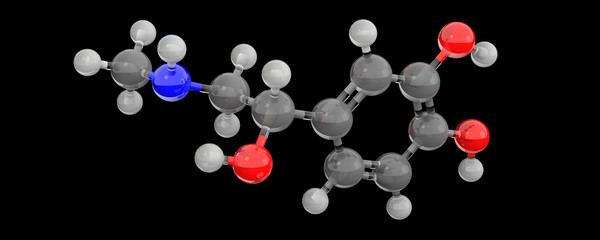 3d glass structure of adrenaline molecule