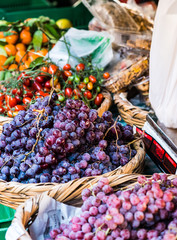 Grapes and Vegetables  for sale at Beirut Market , called Souk el Tayeb