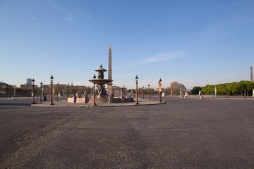Paris vide, sans circulation, sans personnage dans les rue, pendant le confinement du à l’épidémie du Coronavirus.
Place de la Concorde