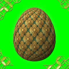 Colorful 3D easter egg with frame on green background