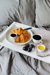 cup of coffee and croissants