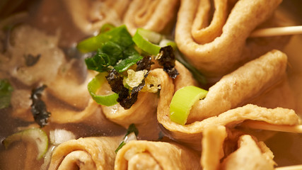 Korean oden, fish skewer with soup