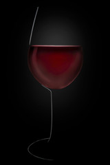 stylized red wine droplet on black background