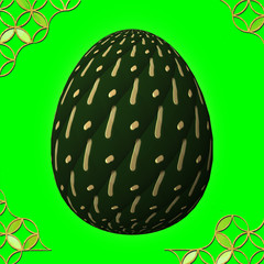 Colorful 3D easter egg with frame on green background
