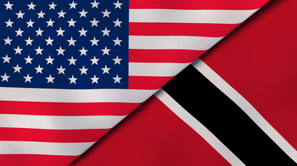 The flags of United States and Trinidad and Tobago. News, reportage, business background. 3d illustration