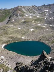 View of one of the Goldsee Lakes ("the golden lakes") at Nauders, Tyrol, Austria