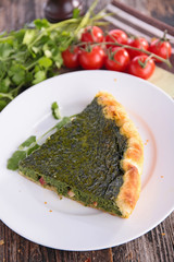spinach tart slice in plate