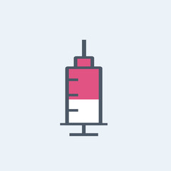 Syringe flat web icon for Health care or medical concept