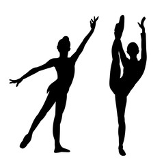 gymnast girls black silhouette, stretching