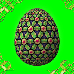Obraz na płótnie Canvas Colorful 3D easter egg with frame on green background
